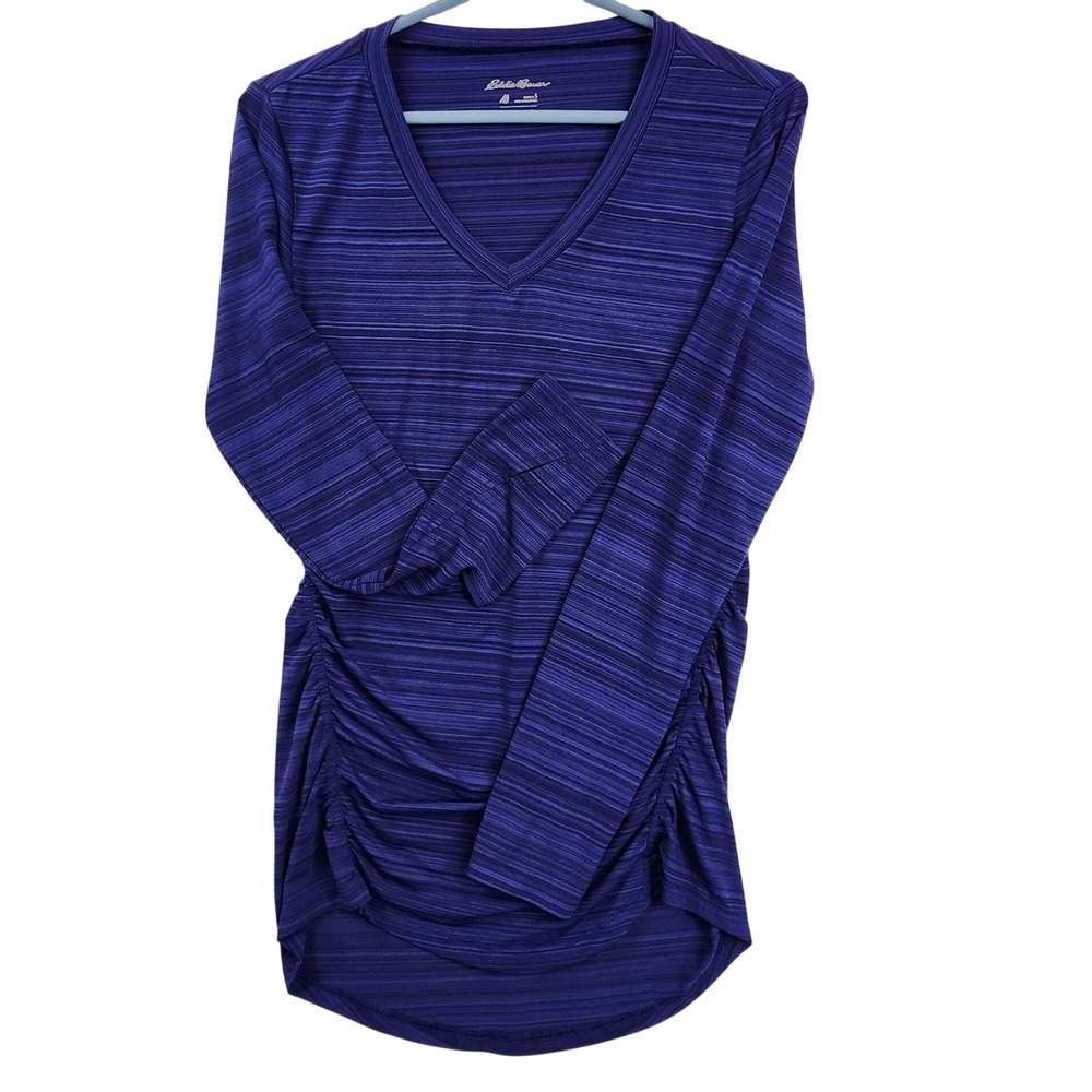 Eddie Bauer Purple FreeDry Ruched V-Neck Top Athleisure Gorpcore Hiking Active S